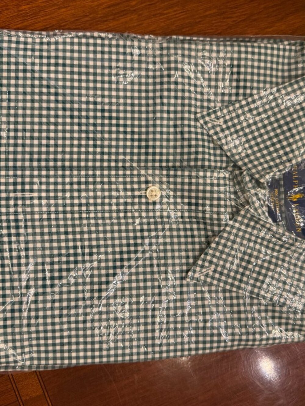 Ralph Lauren Green White Gingham Cotton Button Down Shirt